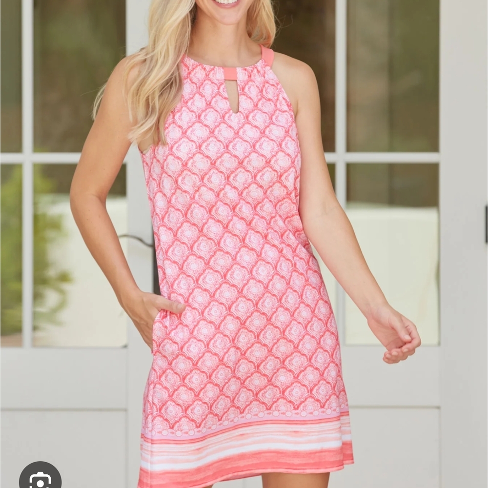 NWT Cabana Life Amelia Island Dress XL Pink Scallop UPF 50+ Pockets Resort